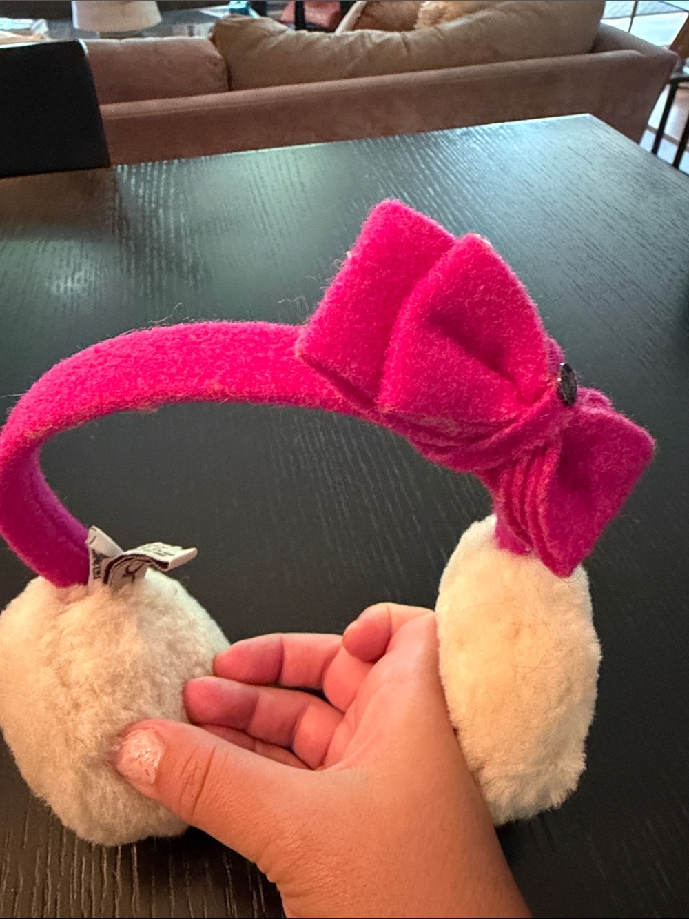 Ugg Pink Bow Kids Ear Muffs - Plush Winter Headband